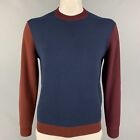 Paul Smith Size M Navy Burgundy Color Block Merino Wool Crew-Neck Sweater