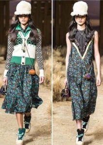 COACH RUNWAY Prairie Western Midi Dress Viscose Applique $795 US S 0 NWT GREEN - Picture 1 of 20