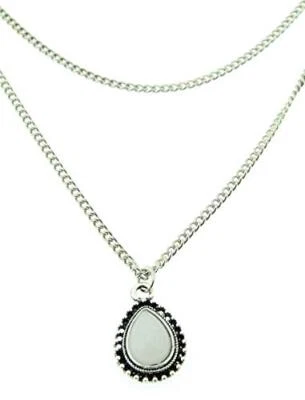 Collana da donna Goccia Lacrima Pietra Opale Bianca Multifilo Due fili L.15012 - Immagine 1 di 4