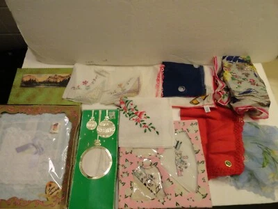 Lote 16 pañuelos pañuelos nuevos viejos algunos manchados algunos en cajas lino algodón Foto 1 de 4