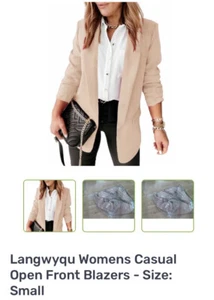 Langwyqu Womens CasualOpen Front Blazers-small - Picture 1 of 7