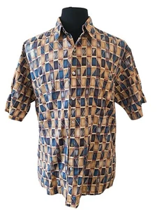 Tori Richard Polynesian Print Cotton Lawn Aloha Hawaiian Shirt Size L Button - Picture 1 of 7