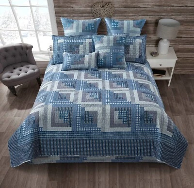 Virah Bella - Montana Cabin Blue - Lightweight Reversible Quilt Set - Image 1 of 4