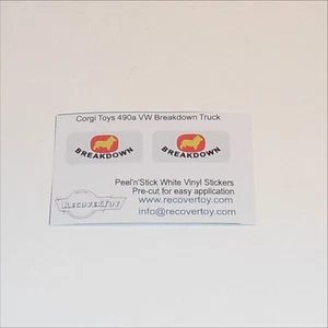 Corgi Toys  490a Volkswagen VW Breakdown Recovery Tow Truck Stickers - Picture 1 of 4