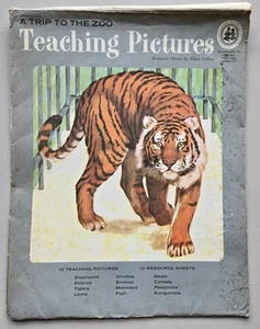 Vintage Teaching Resource Pictures Set of 12 - A TRIP TO THE ZOO - Picture 1 of 5