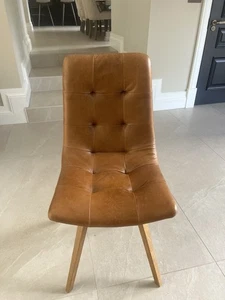 Leather And Oak Dining Chairs - Picture 1 of 5