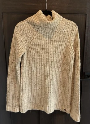 Suéter Para Mujer Grueso Cuello Alto Beige Moteado Acanalado Pullover Talla M Volantes Tallado Foto 1 de 4