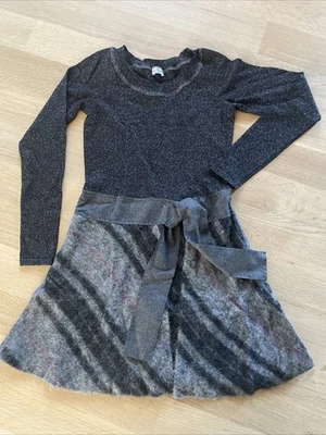 Vestido Alberta Ferretti, Vestido Negro Brillante Con Falda Mohair, Talla Pequeña Foto 1 de 4