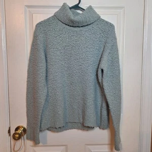 Cabela's Light Blue Popcorn Knit Fleece Turtleneck Sweater Textured Modest Sz S - Picture 1 of 10