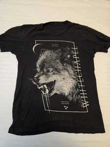 White Chapel Shirt Adult Medium Black Distressed Spell Out Concert Tour Men's - Picture 1 of 8