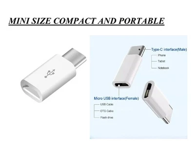 MICRO USB to USB-C TYPE C MALE WHITE ADAPTOR CONVERTER New - Image 1 of 4
