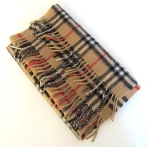 Vintage vor 1999 Burberry klassisch kariert camel rot schwarz 100 % Kaschmir Halstuch - Bild 1 von 1