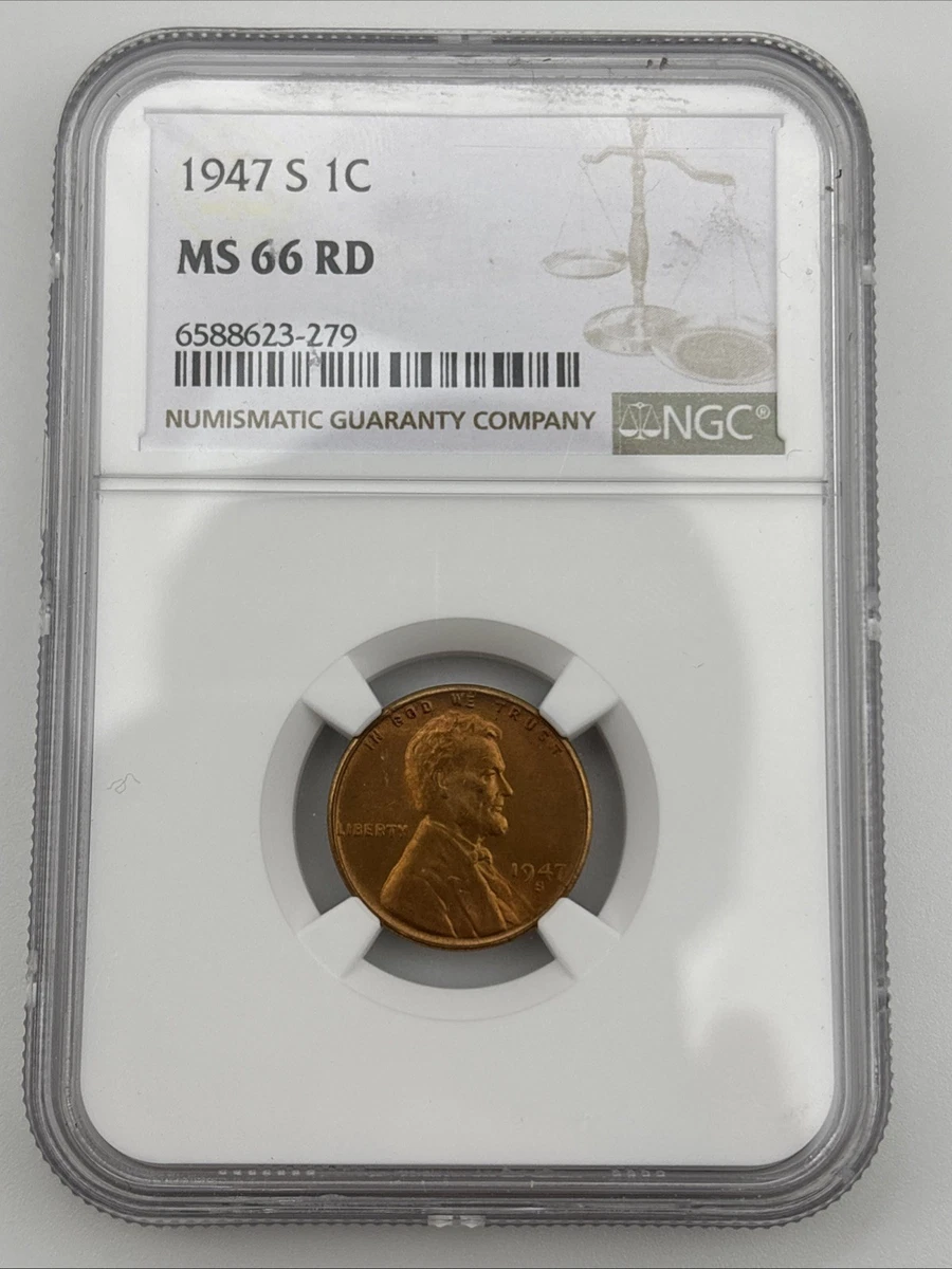MS 66 Graded 1947 Year Lincoln Wheat US Small Cents (1909-1958