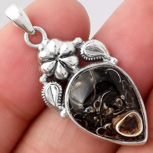 Natural Turtella Jasper - USA 925 Sterling Silver Pendant Jewelry P-1694 - Picture 1 of 5