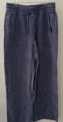 Athleta Linen Pants Womens M Cambray B Lagom Beachy Lightweight Wide Leg Pockets - Image 1 of 4