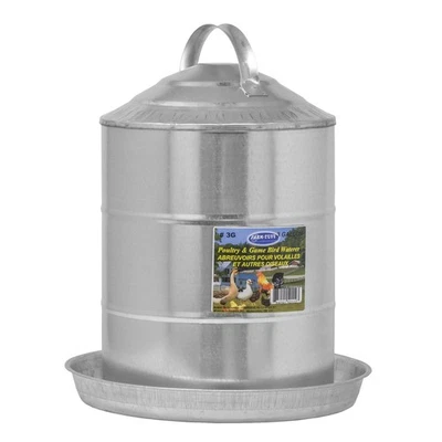 FARM-TUFF Double Wall Cone Top Galvanized Poultry Fountain, 3 Gallon Capacity - Image 1 of 4