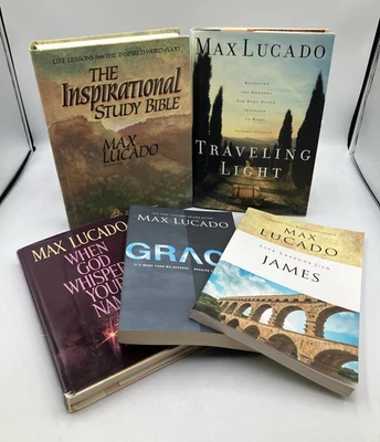 Max Lucado Lot of 5 Books 1 Signed Some Vintage Study Bible Christian Theology Foto 1 de 4