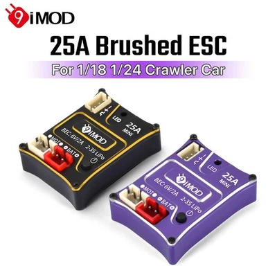 9IMOD 25A Brushed ESC 6V/2A BEC 2-3S LiPo Waterproof For 1/18 1/24 Crawler Car - Bild 1 von 4