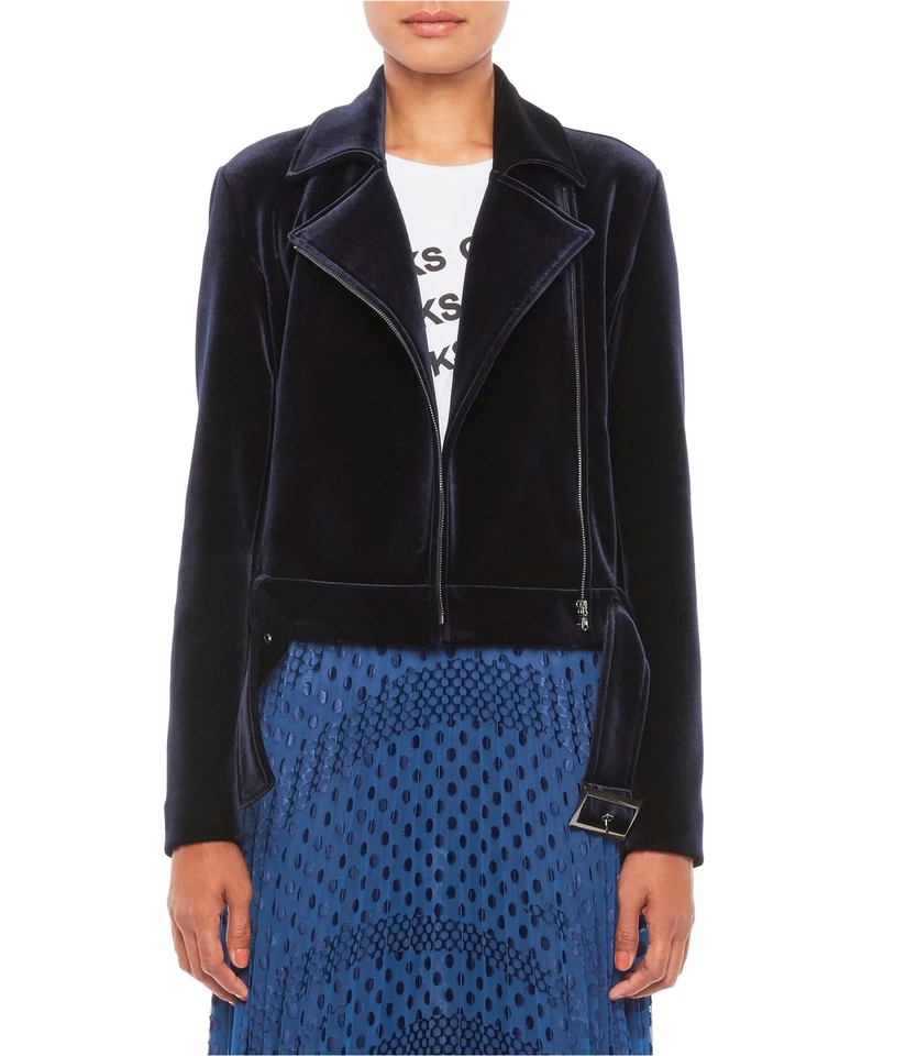 Chaqueta de moto de terciopelo para mujer Armani, azul, 42 Foto 1 de 1