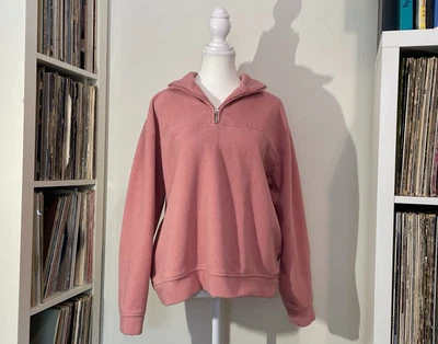 Vintage 90’s IZOD Pink Embroidered Logo 3/4 Zip Preppy Fleece Jacket Women’s M - Image 1 of 4