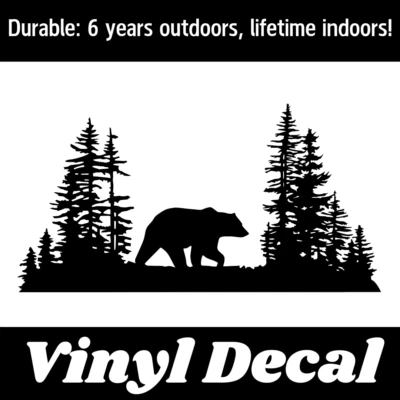 Calcomanía de vinilo "Forest Bear" - coche, SUV, ventana de camión, computadora portátil, tableta, pegatina Foto 1 de 4