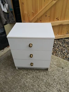 Chest of Drawers - White - 3 Drawers - Small 49.5cm wide Used item - Picture 1 of 8