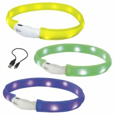 Nobby LED Leuchthalsband VISIBLE - S/M/L - Langhaar - Silikon Leuchtband Hund