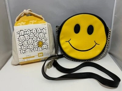 Olivia Miller Smile Emoji HTF Handbag-purse-cross body & puzzle 22" X 16"-500 - Image 1 of 4