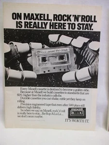 Maxell Cassette Tape / Ernie Ball Cap 1983 Vintage Print Ad Music Room Man Cave - Bild 1 von 1