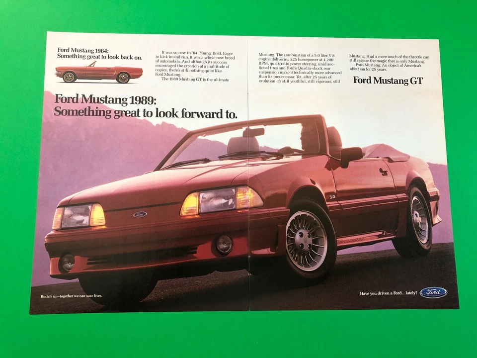 1989 FORD MUSTANG GT VINTAGE ORIGINAL PRINT AD PRINTED ADVERTISEMENT - Image 1 of 1