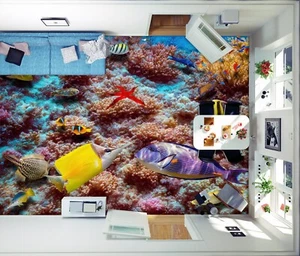 3D Beautiful Fish K1563 Floor WallPaper Murals Wallpaper Mural Print Panda 2023 - Picture 1 of 11