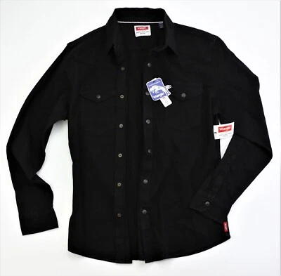 New Wrangler Premium Slim Fit Denim Shirt Black Color Men's Sizes S-5XL - Image 1 of 4