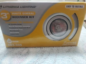 LITHONIA 383-305 WHITE RECESSED GIMBAL LIGHT KIT 199U0L GU10 BULB INCL 199UOL - Picture 1 of 5