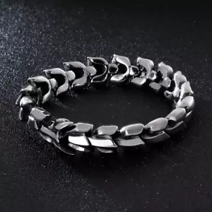 Bracciale Uomo Scala Drago Vichingo Scala Acciaio Inox Freccia Pesante Norreno - Foto 1 di 7