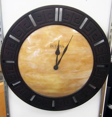 BULOVA , TEPHRA LASER CUT WOOD FRAME WALL CLOCK W/ FIRED DOMED GLASS DIAL, C4372 - Image 1 of 3