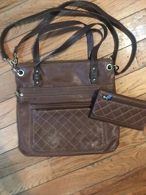 NUEVO Relic By Fossil Cuero Marrón Bolso de Hombro Cartera Conjunto Cartera Cuadrada Foto 1 de 4