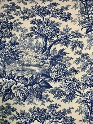 "Tela follaje árboles tradición colonial azul marfil RJR moda 45x38""" Foto 1 de 4