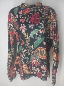 Women's XL Top Floral Unbranded Stretch High Neck Pullover 1X Blouse Shirt - Picture 1 of 8