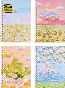 A5 Spiral Notebook 4 Pack - College Ruled Spiral Notebook 5.5 X 7.9 Inches Journ - Picture 1 of 7