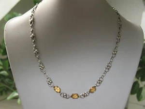 JUGENDSTIL 835er SILBER COLLIER KETTE 3 x ZITRIN ausgefallen um 1900 - Bild 1 von 3