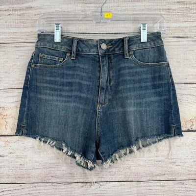 Pantalones cortos de mezclilla Paige para mujer talla 27 azul lavado medio Foto 1 de 4