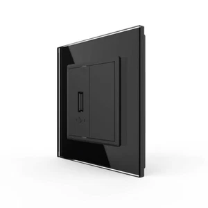 LIVOLO USB Netzdose USB-Dose mit Glasrahmen USB-A zum Aufladen Schwarz - Afbeelding 1 van 6