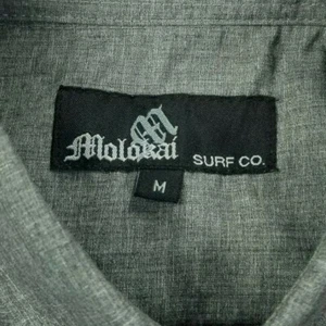 Molokai Surf Co. Medium Charcoal Gray Button Down Pocket Logo Tag Short Sleeve  - Picture 1 of 9