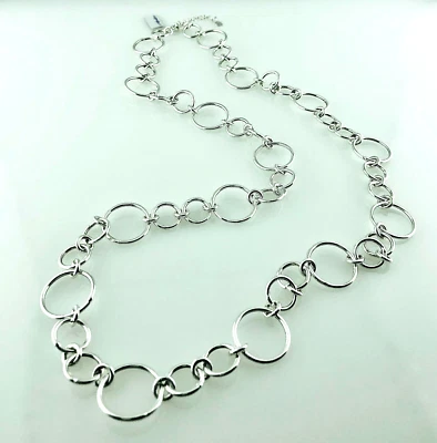  COLLANA DONNA CHANEL ARGENTO 925 COLLANA LUNGA DONNA GRANDI ANELLI - Immagine 1 di 4