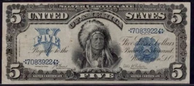 1899 $5 🇺🇸 (( INDIAN CHIEF )) Glorious (( Eye Appeal Silver Certificate )) - Image 1 of 4