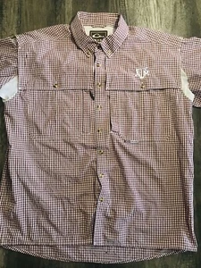 DRAKE Vented Button Down Short Sleeve Maroon Shirt Texas AM College AGGIES Men L - Picture 1 of 19
