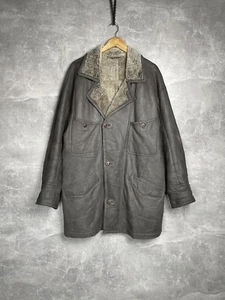 CHRIST Shearling Gray Smoke Belted Leather Coat Size 54 - Picture 1 of 17