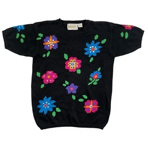 Vintage Short Sleeve Sweater Top Size Medium/Large 1980s Knit Ramie/Cotton - Picture 1 of 4