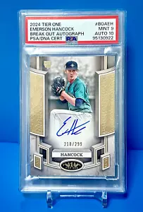 #218/299 ! Emerson Hancock PSA 9 ! CARD PSA 10 ! AUTO 2024 Topps Tier One #BOA - Picture 1 of 2