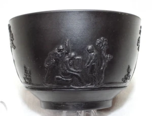 Azúcar abierto de basalto negro jaspe Wedgwood de colección de los años 30 arte neoclásico - Imagen 1 de 8